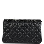 Chanel Medium Classic Double Flap Bag Black Lambskin Silver Hardware