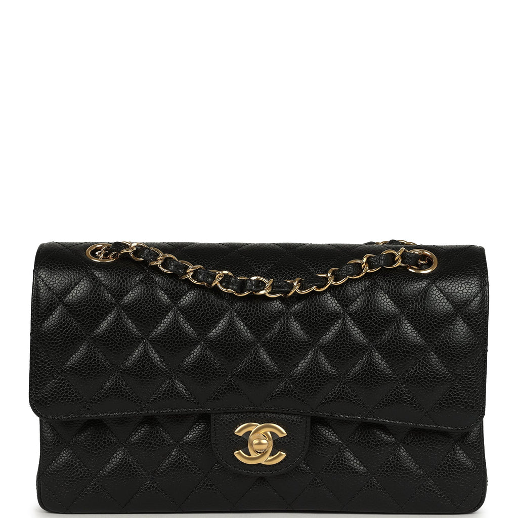 Chanel Medium Classic Double Flap Bag Black Caviar Gold Hardware