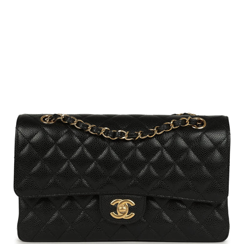 Chanel Medium Classic Double Flap Bag Black Caviar Gold Hardware