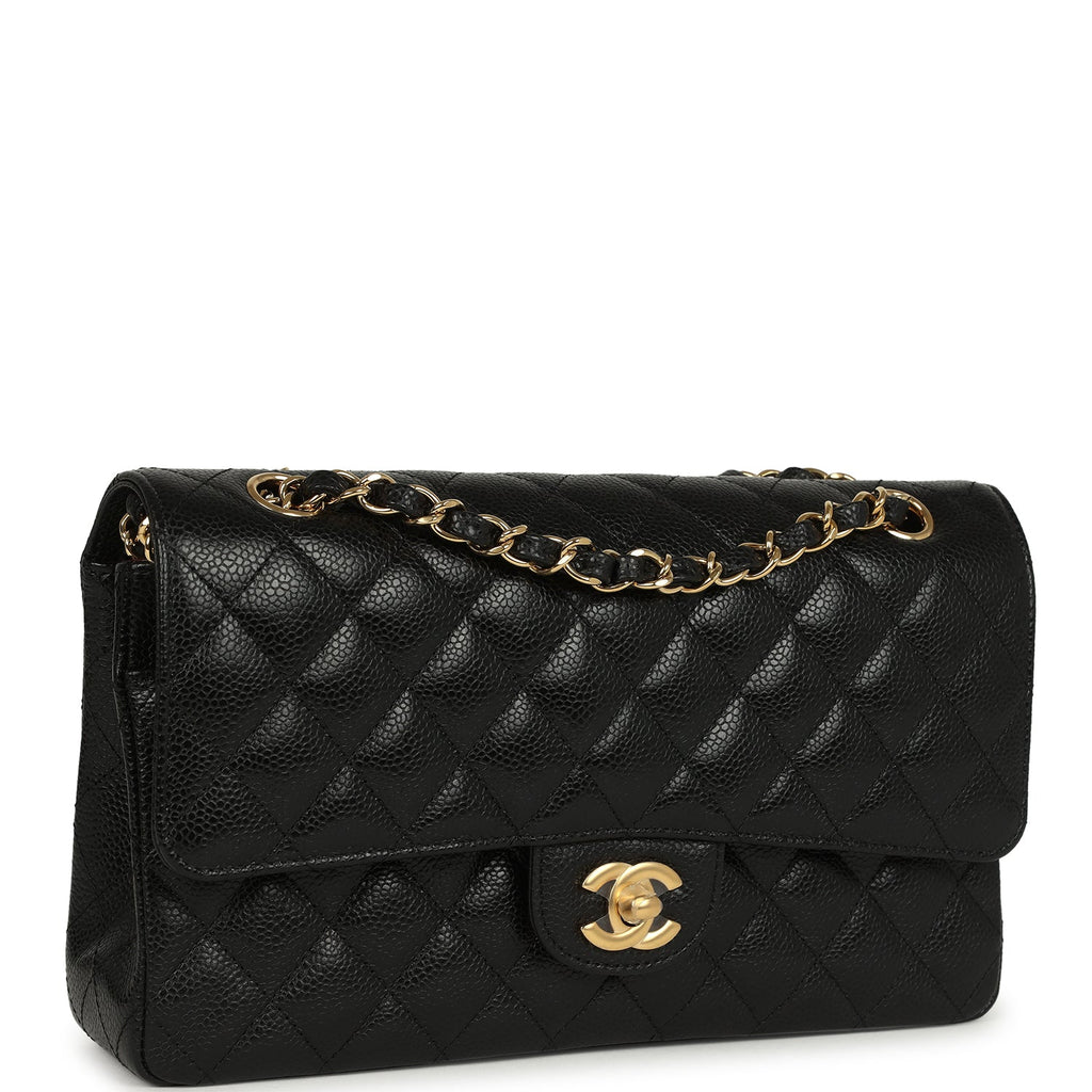 Chanel Medium Classic Double Flap Bag Black Caviar Gold Hardware