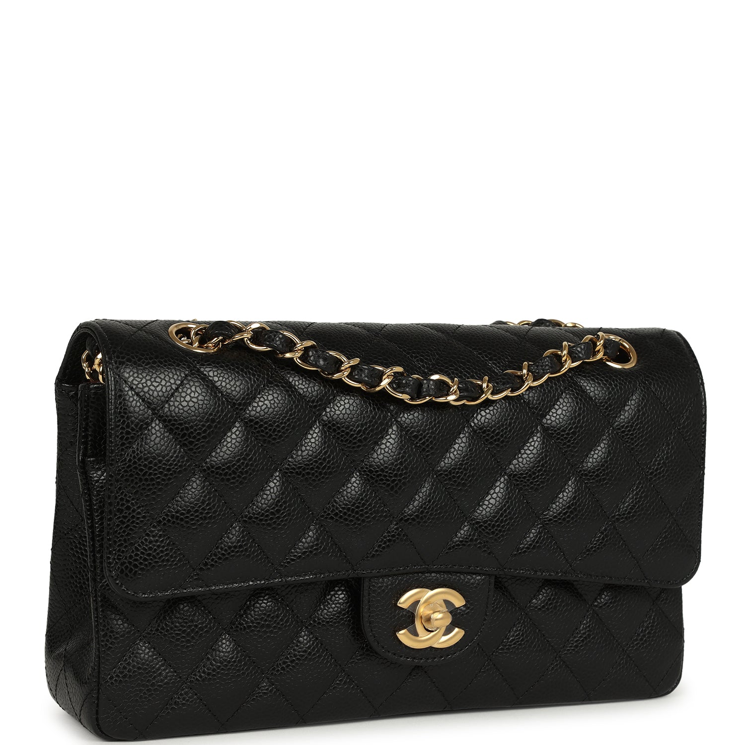 Chanel Medium Classic Double Flap Bag Black Caviar Gold Hardware