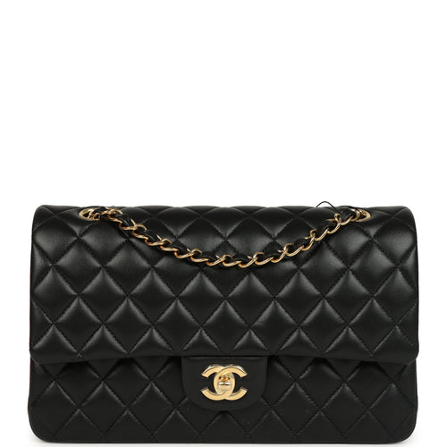 Chanel Medium Classic Double Flap Black Lambskin Gold Hardware