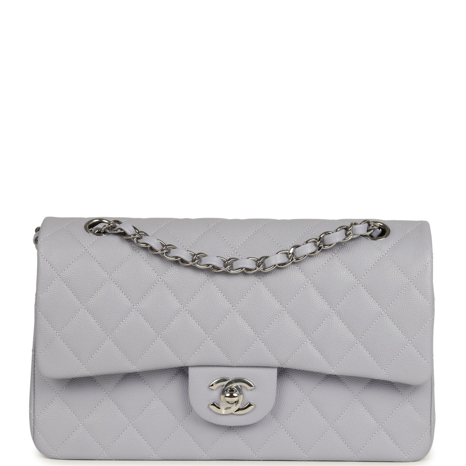 Chanel Medium Classic Double Flap Bag Light Purple Caviar Silver Hardware