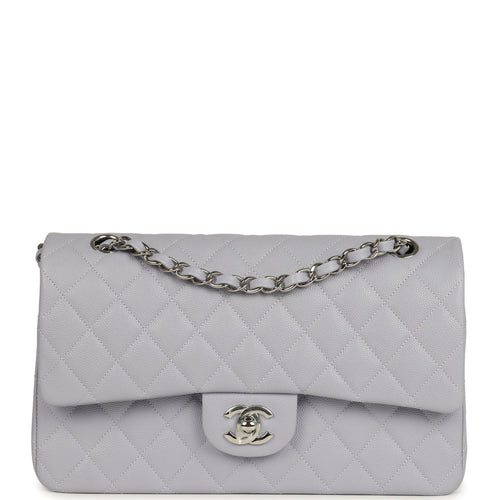 Chanel Medium Classic Double Flap Bag Light Purple Caviar Silver Hardware