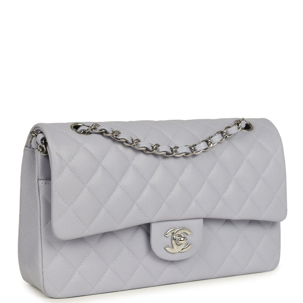 Chanel Medium Classic Double Flap Bag Light Purple Caviar Silver Hardware