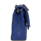 Chanel Medium Classic Double Flap Bag Blue Shiny Caviar Silver Hardware