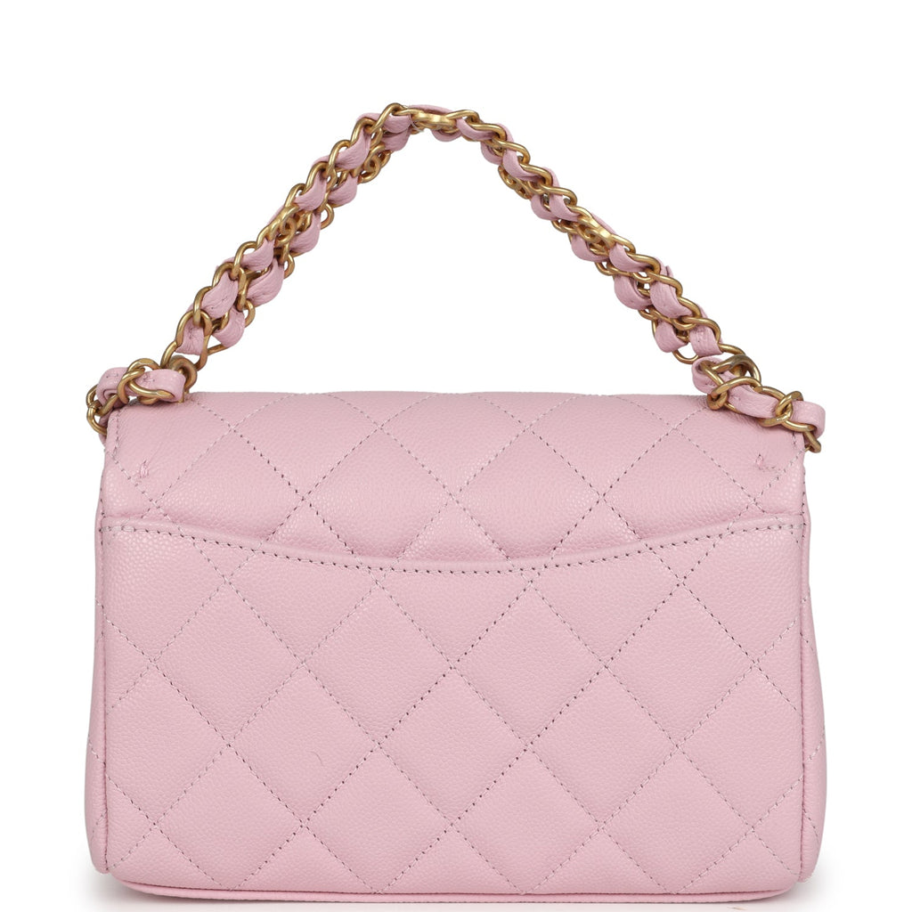 Chanel Mini Flap Bag Light Pink Caviar Brushed Gold Hardware