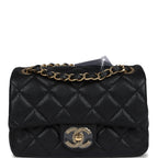 Chanel Mini Rectangular Flap Bag Black Shiny Caviar Gold Hardware