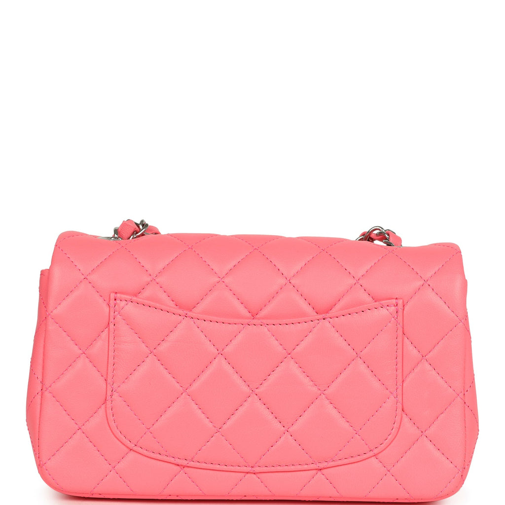 Chanel Mini Rectangular Flap Bag Pink Lambskin Silver Hardware