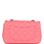 Chanel Mini Rectangular Flap Bag Pink Lambskin Silver Hardware