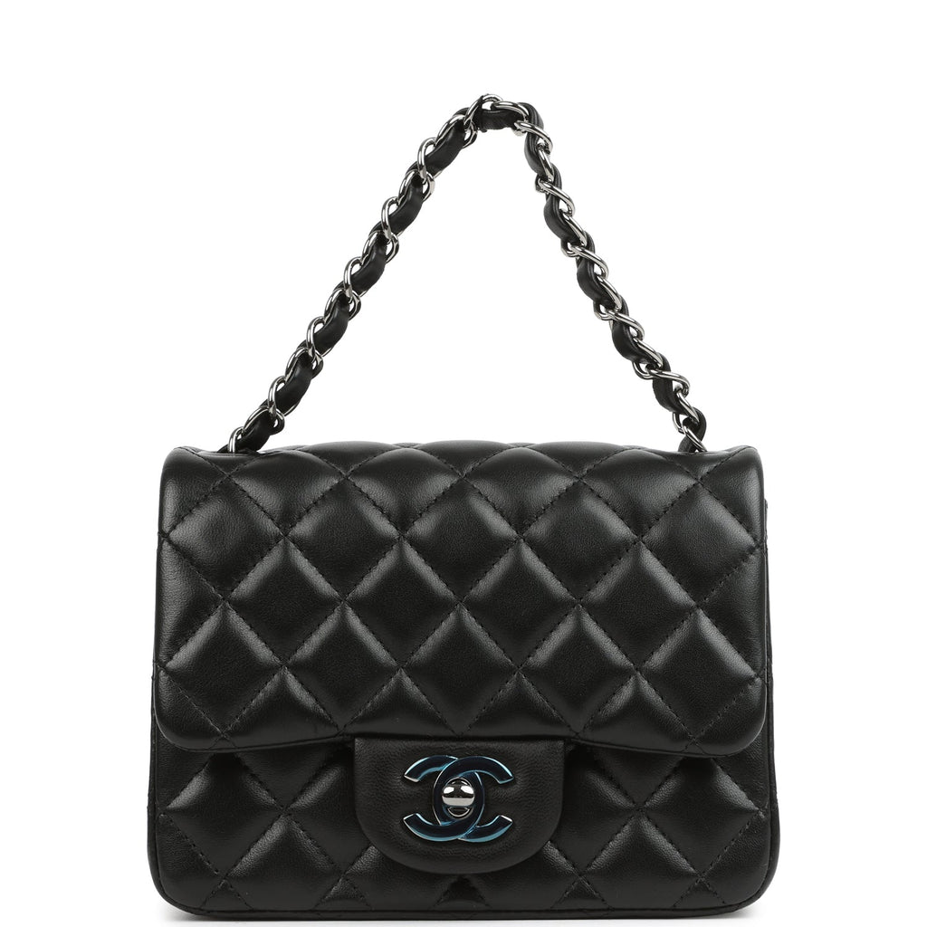 Chanel Mini Classic Square Flap Bag Black Lambskin Ruthenium Hardware