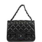 Chanel Mini Classic Square Flap Bag Black Lambskin Ruthenium Hardware