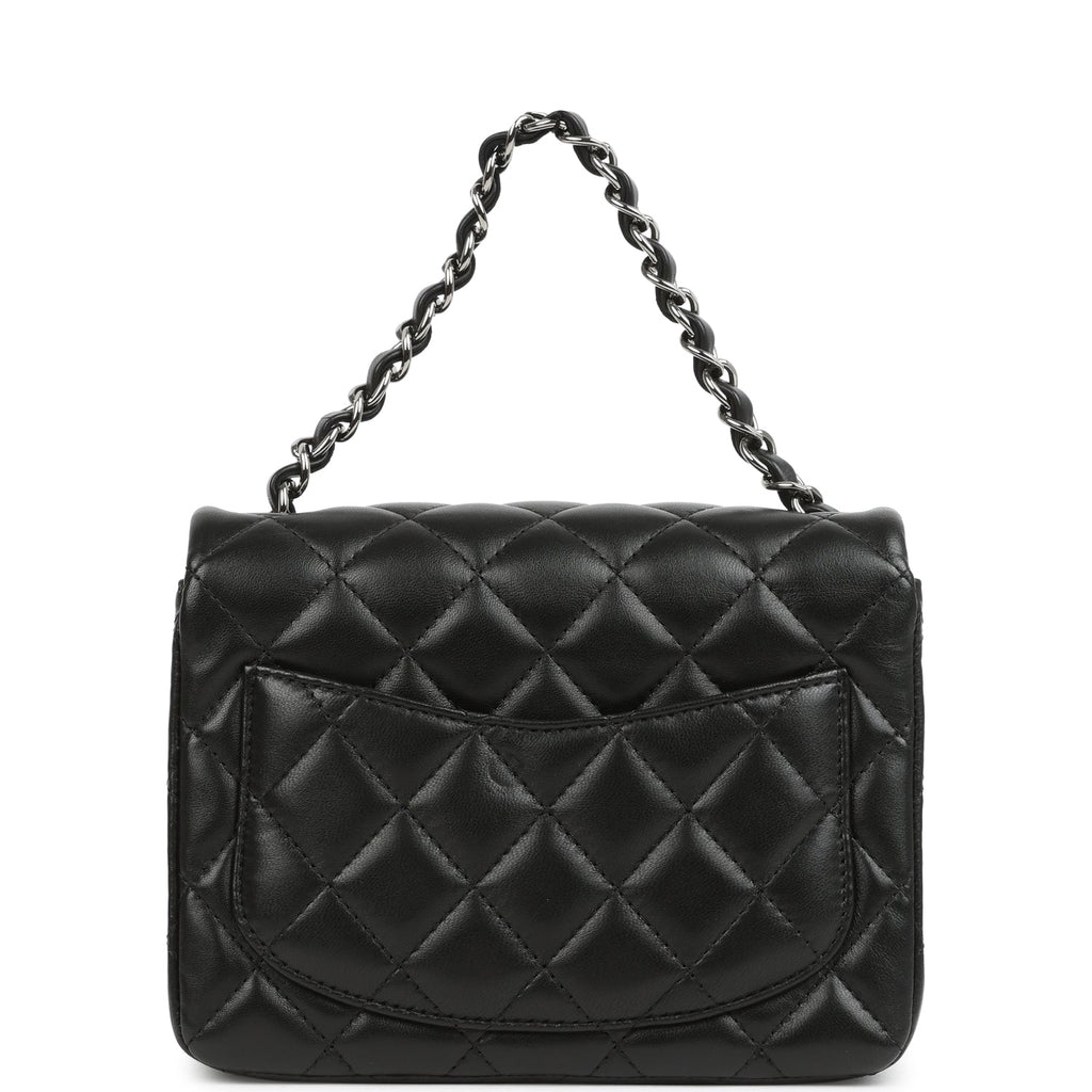 Chanel Mini Classic Square Flap Bag Black Lambskin Ruthenium Hardware