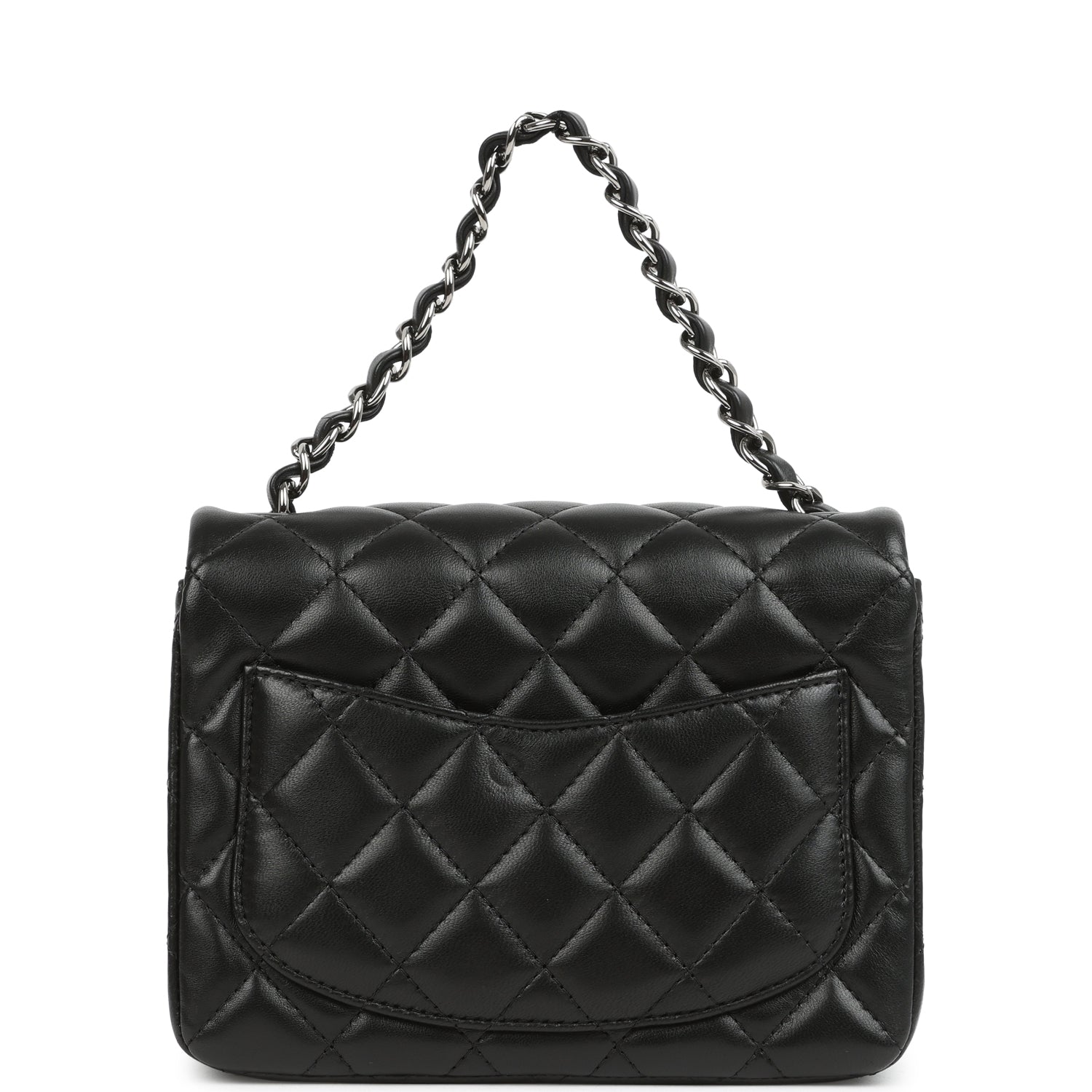 Chanel Mini Classic Square Flap Bag Black Lambskin Ruthenium Hardware