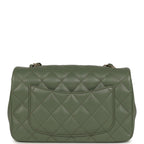 Chanel Mini Rectangular Flap Bag Dark Green Lambskin Light Gold Hardware
