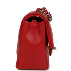 Chanel Mini Rectangular Flap Red Caviar Silver Hardware