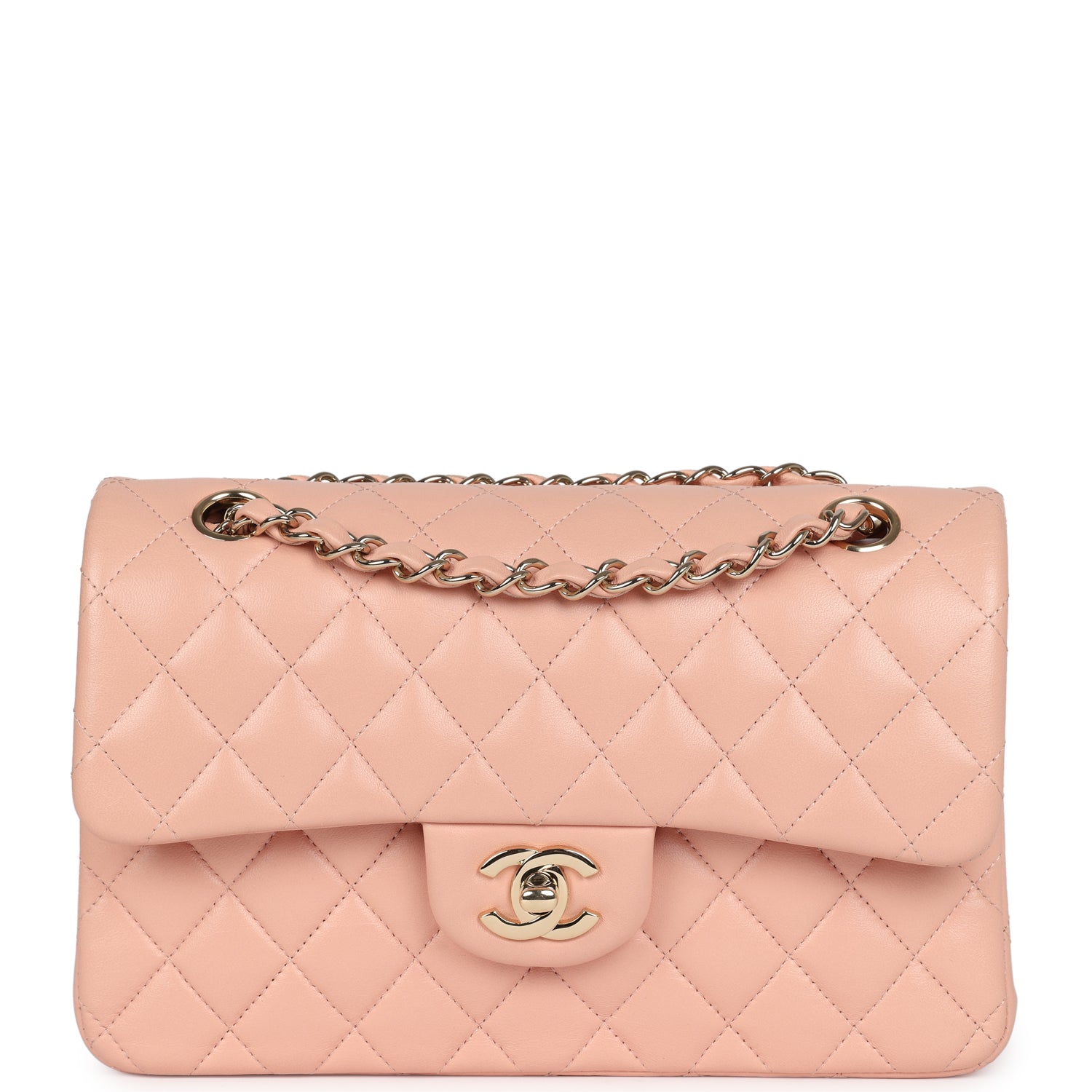 Chanel Small Classic Double Flap Light Pink Lambskin Gold Hardware