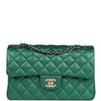 Chanel Small Classic Double Flap Bag Emerald Green Shiny Caviar Gold Hardware