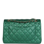 Chanel Small Classic Double Flap Bag Emerald Green Shiny Caviar Gold Hardware