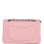 Chanel Small Classic Double Flap Bag Light Pink Chevron Caviar Light Gold Hardware