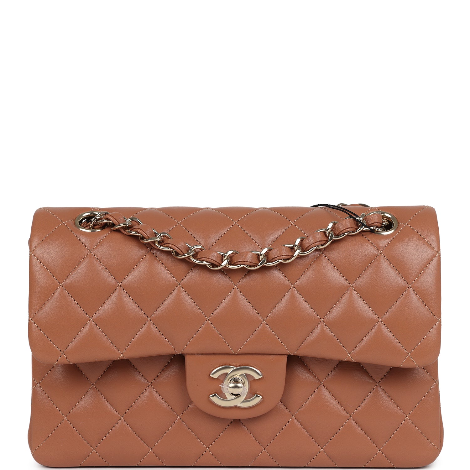 Chanel Small Classic Double Flap Bag Caramel Lambskin Light Gold Hardware