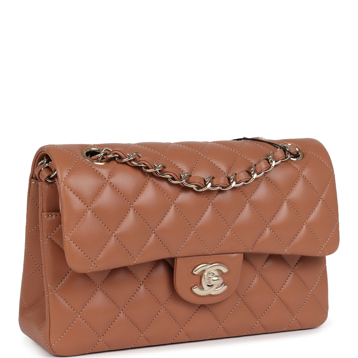 Chanel Small Classic Double Flap Bag Caramel Lambskin Light Gold Hardware