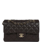 Chanel Small Classic Double Flap Bag Brown Shiny Caviar Light Gold Hardware