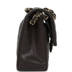 Chanel Small Classic Double Flap Bag Brown Shiny Caviar Light Gold Hardware
