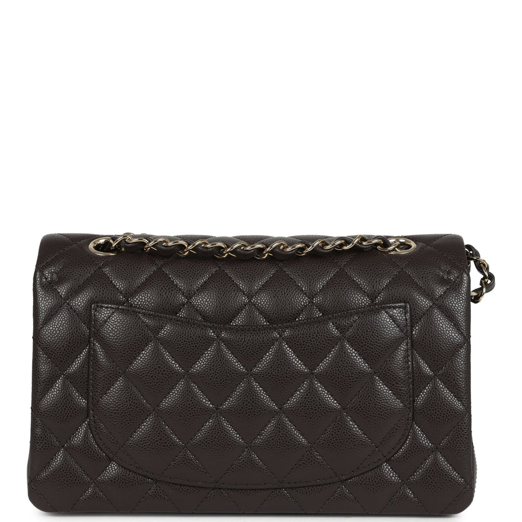 Chanel Small Classic Double Flap Bag Brown Shiny Caviar Light Gold Hardware