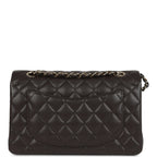 Chanel Small Classic Double Flap Bag Brown Shiny Caviar Light Gold Hardware