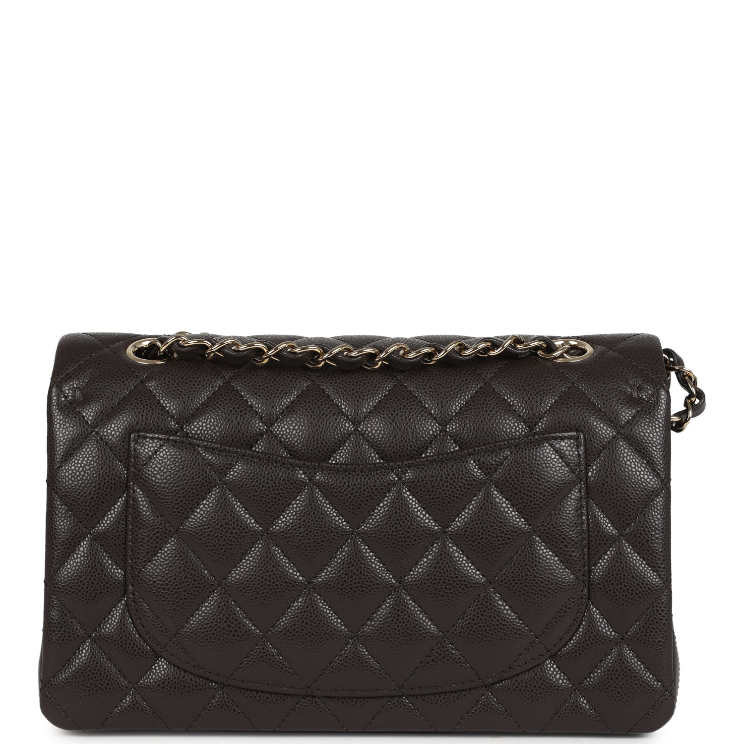 Chanel Small Classic Double Flap Bag Brown Shiny Caviar Light Gold Hardware