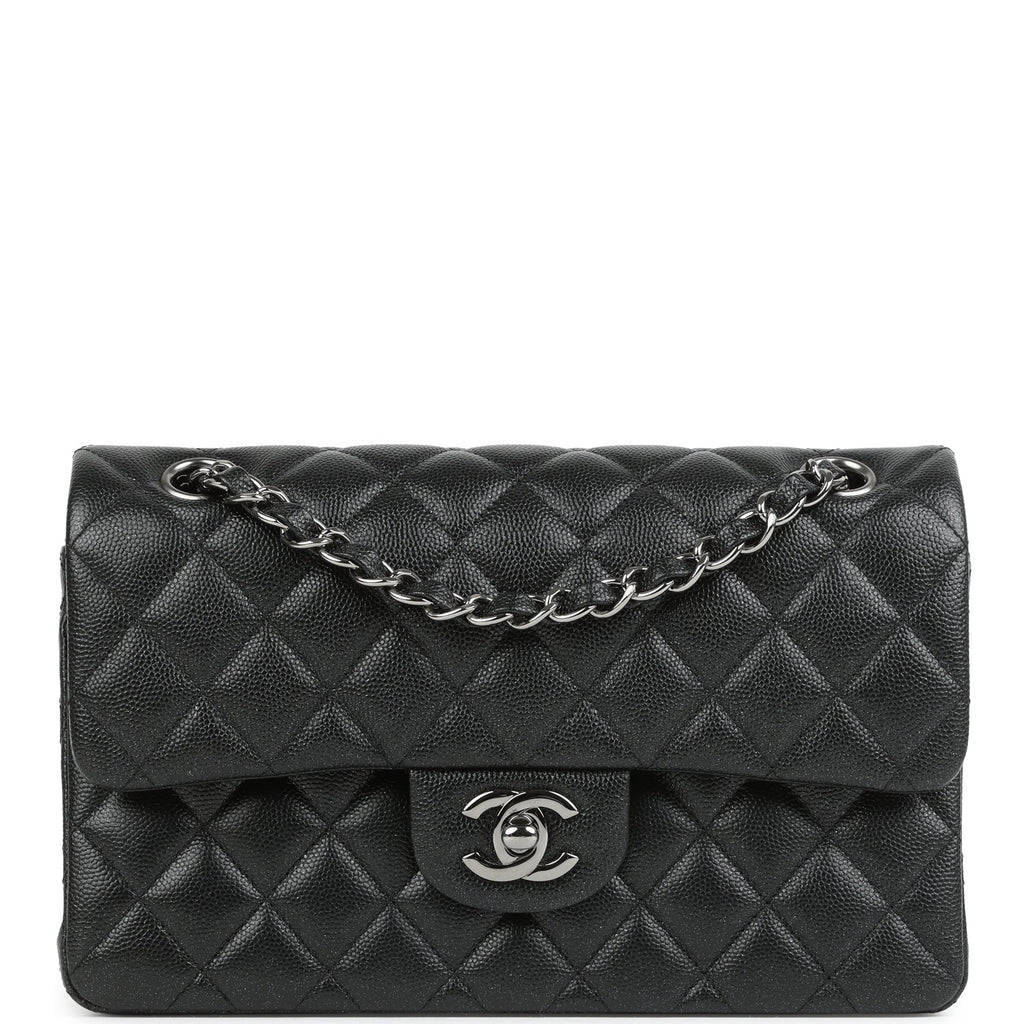 Chanel Small Classic Double Flap Bag Black Iridescent Caviar Ruthenium Hardware