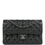 Chanel Small Classic Double Flap Bag Black Iridescent Caviar Ruthenium Hardware