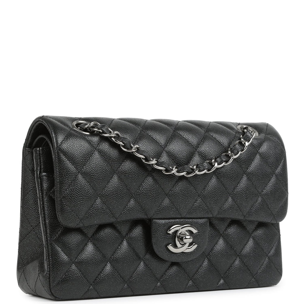 Chanel Small Classic Double Flap Bag Black Iridescent Caviar Ruthenium Hardware