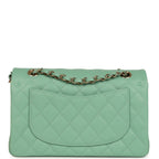Chanel Small Classic Double Flap Bag Green Caviar Light Gold Hardware