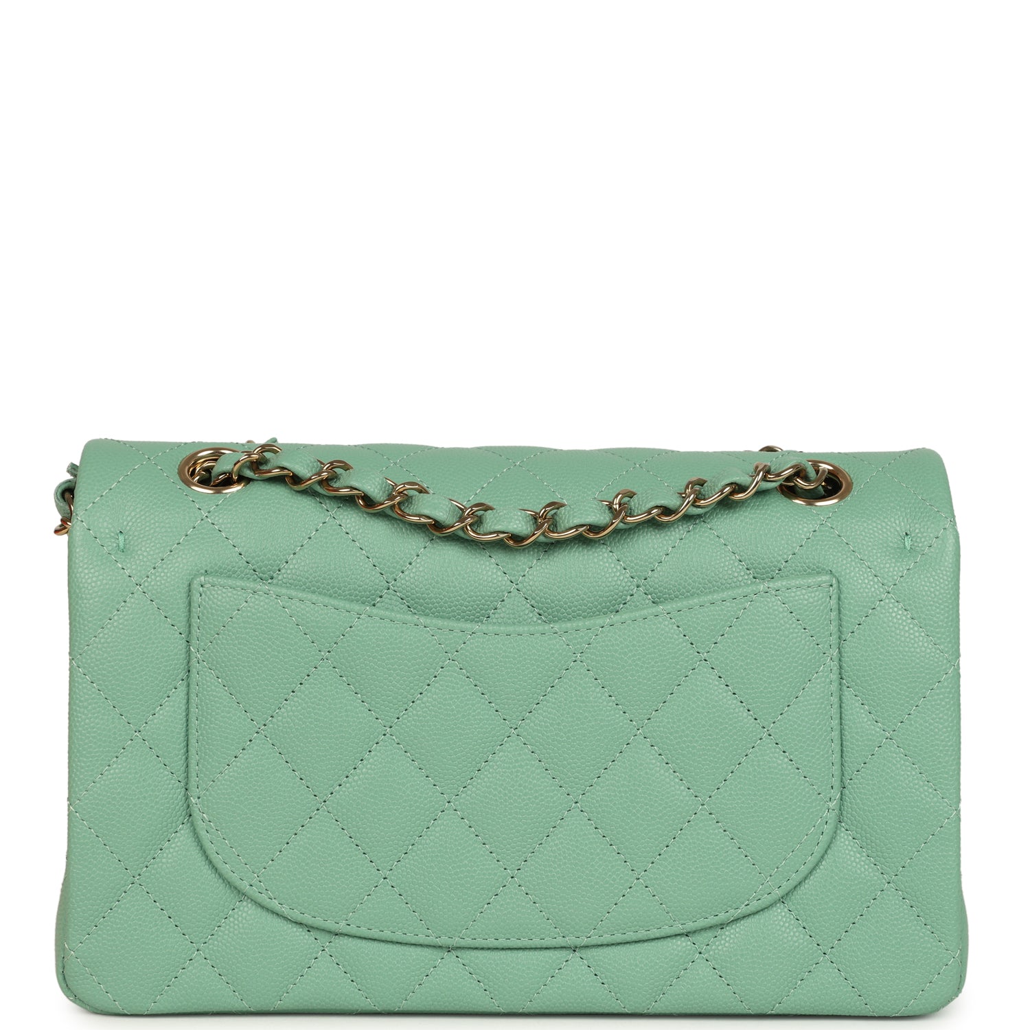 Chanel Small Classic Double Flap Bag Green Caviar Light Gold Hardware