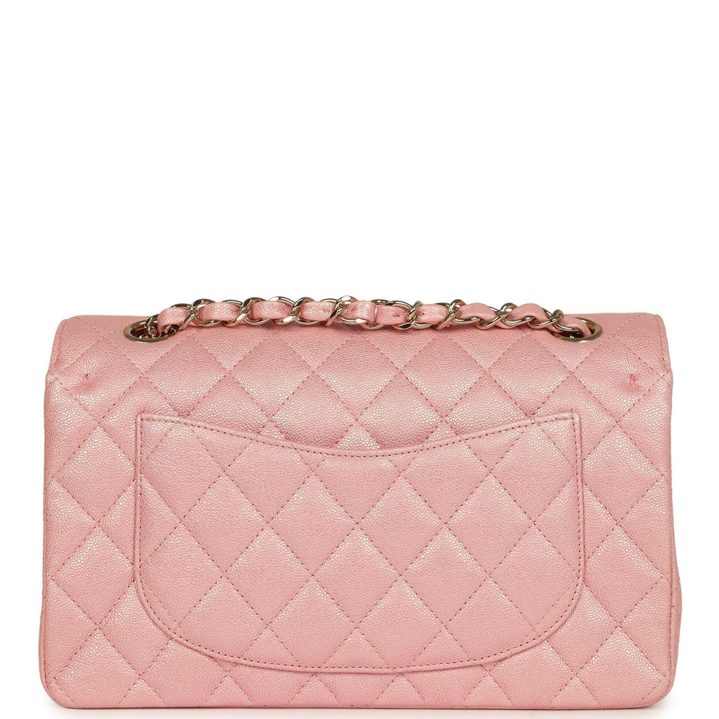 Chanel Small Classic Double Flap Bag Pink Iridescent Caviar Light Gold Hardware