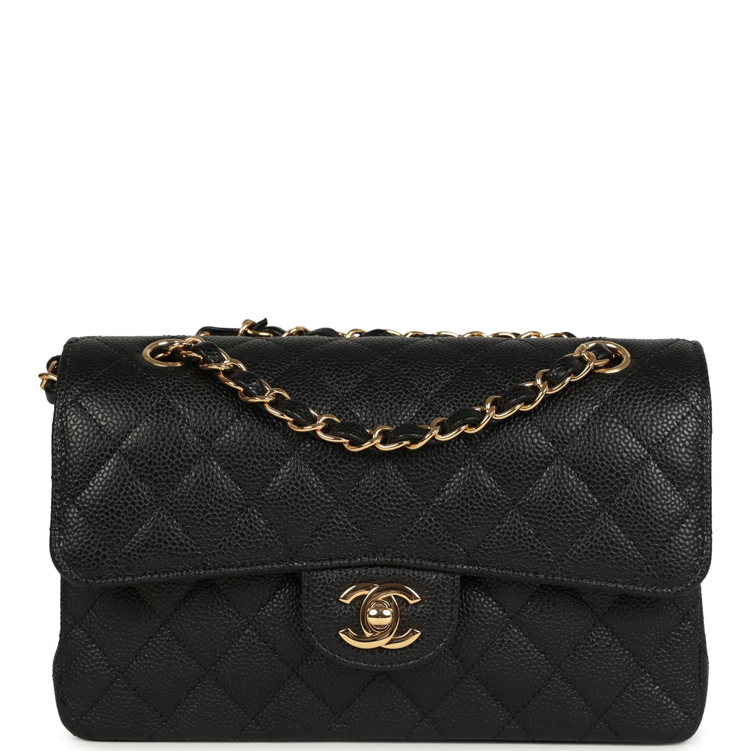 Chanel Small Classic Double Flap Bag Black Caviar Gold Hardware