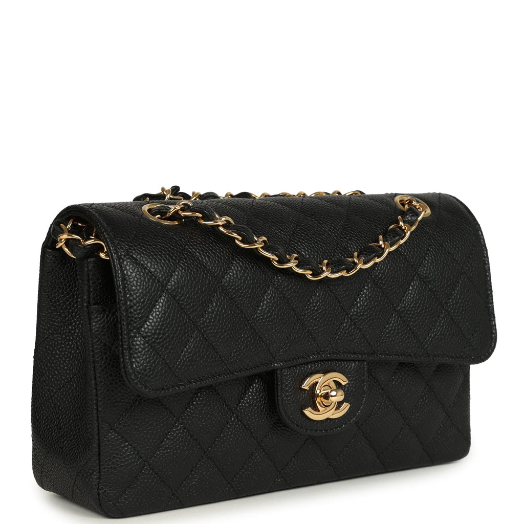 Chanel Small Classic Double Flap Bag Black Caviar Gold Hardware