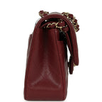 Chanel Small Classic Double Flap Bag Burgundy Shiny Caviar Light Gold Hardware
