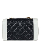 Vintage Chanel Small Diana Flap Bag White and Navy Lambskin Gold Hardware