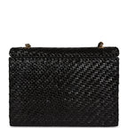Vintage Chanel Flap Bag Black Wicker Gold Hardware