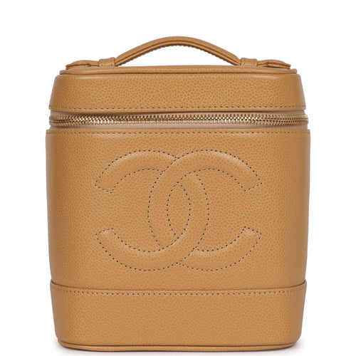 Vintage Chanel Vanity Dark Beige Caviar Gold Hardware