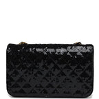 Vintage Chanel Small Flap Bag Black Sequin Gold Hardware