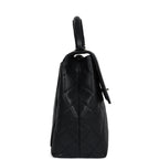 Vintage Chanel Kelly Flap Bag Black Caviar Silver Hardware