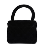Vintage Chanel Micro Kelly Child Flap Bag Black Velvet Gold Hardware