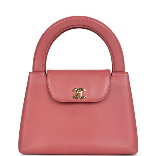 Vintage Chanel Large Kelly Pink Lambskin Gold Hardware