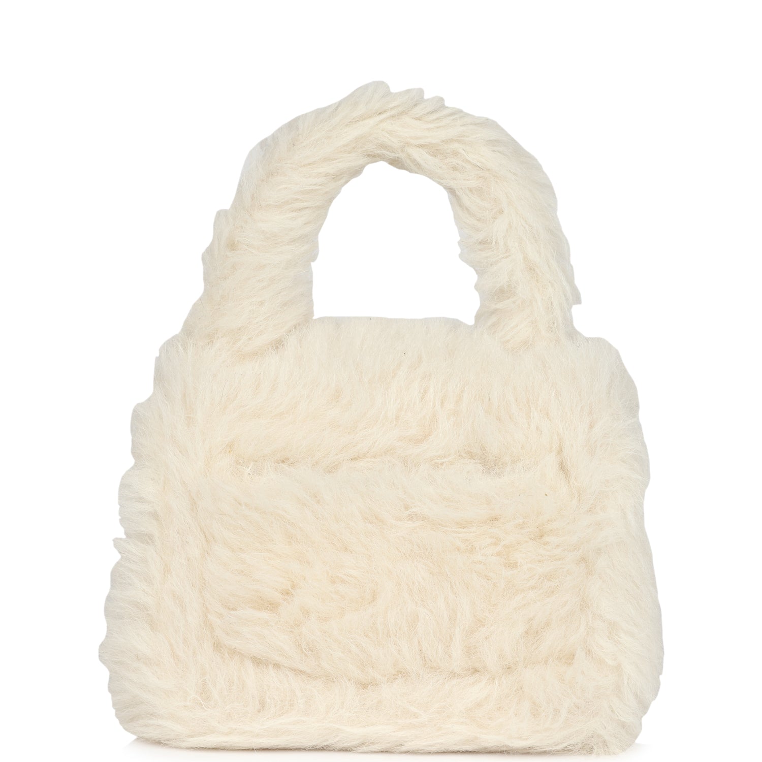 Vintage Chanel Micro Kelly Child White Rabbit Fur Gold Hardware