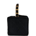 Vintage Chanel Rectangular Vanity Box Black Pony Hair Antique Gold Hardware