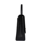 Vintage Chanel Vertical Stripe Kelly Flap Bag Black Caviar Gold Hardware